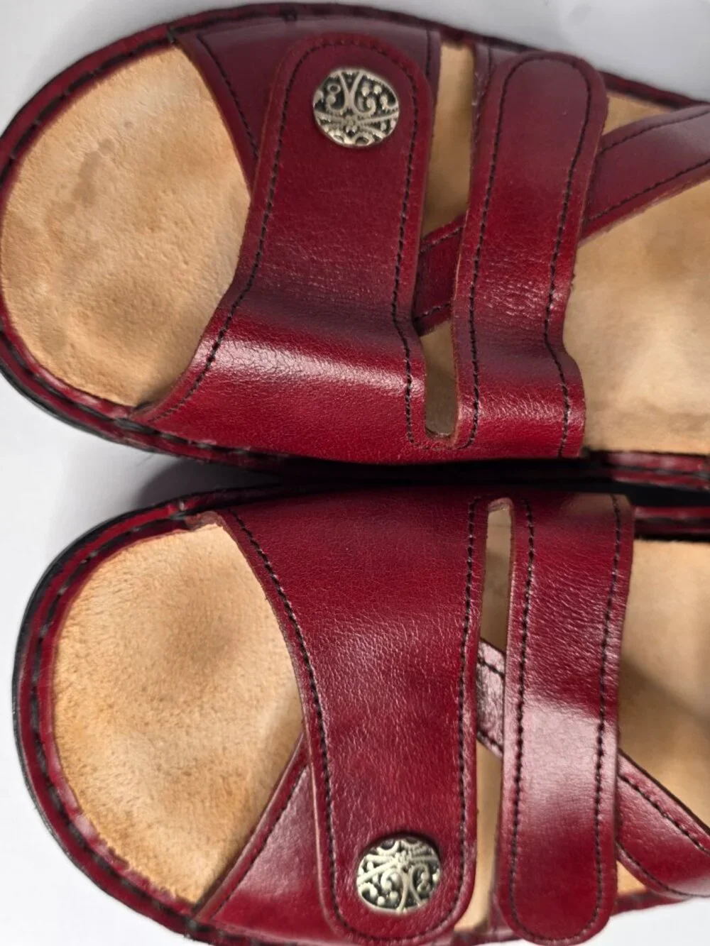 Finn Comfort Gomera-S Red Leather Sandals, Size 38 (US 7.5 - 8)